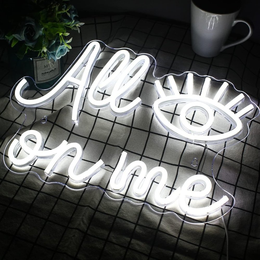 All Eyes On Me Evil Eye Greek Spiritual White Neon Light LED Wall Decor Dorm - Picture 3 of 8
